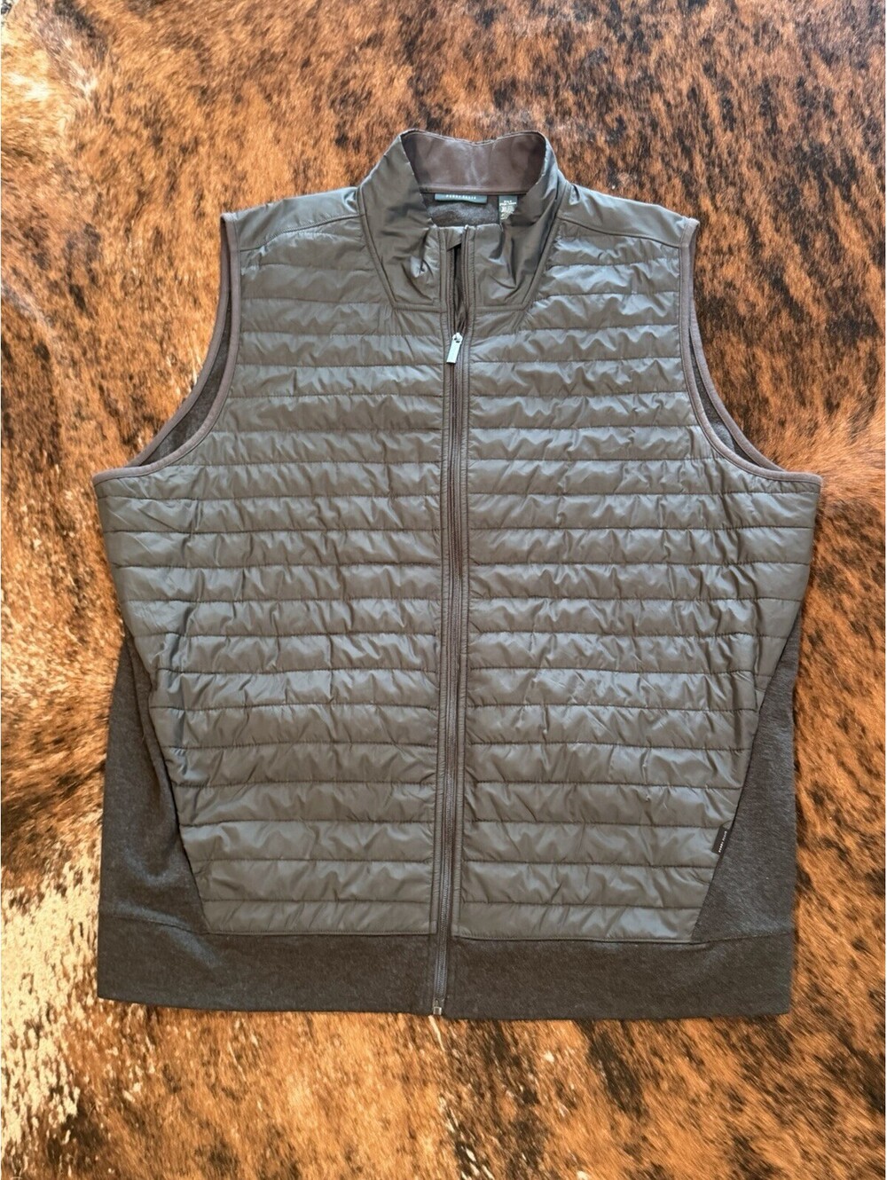 Perry Ellis Gray Quilted Vest Men's 2XLT Full Zip Lightweight Stand-Up Collar